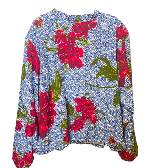 DG2 x DIANE GILMAN Blue Rose Floral Lightweight Zipper Jacket 3X - Picture 3 of 11